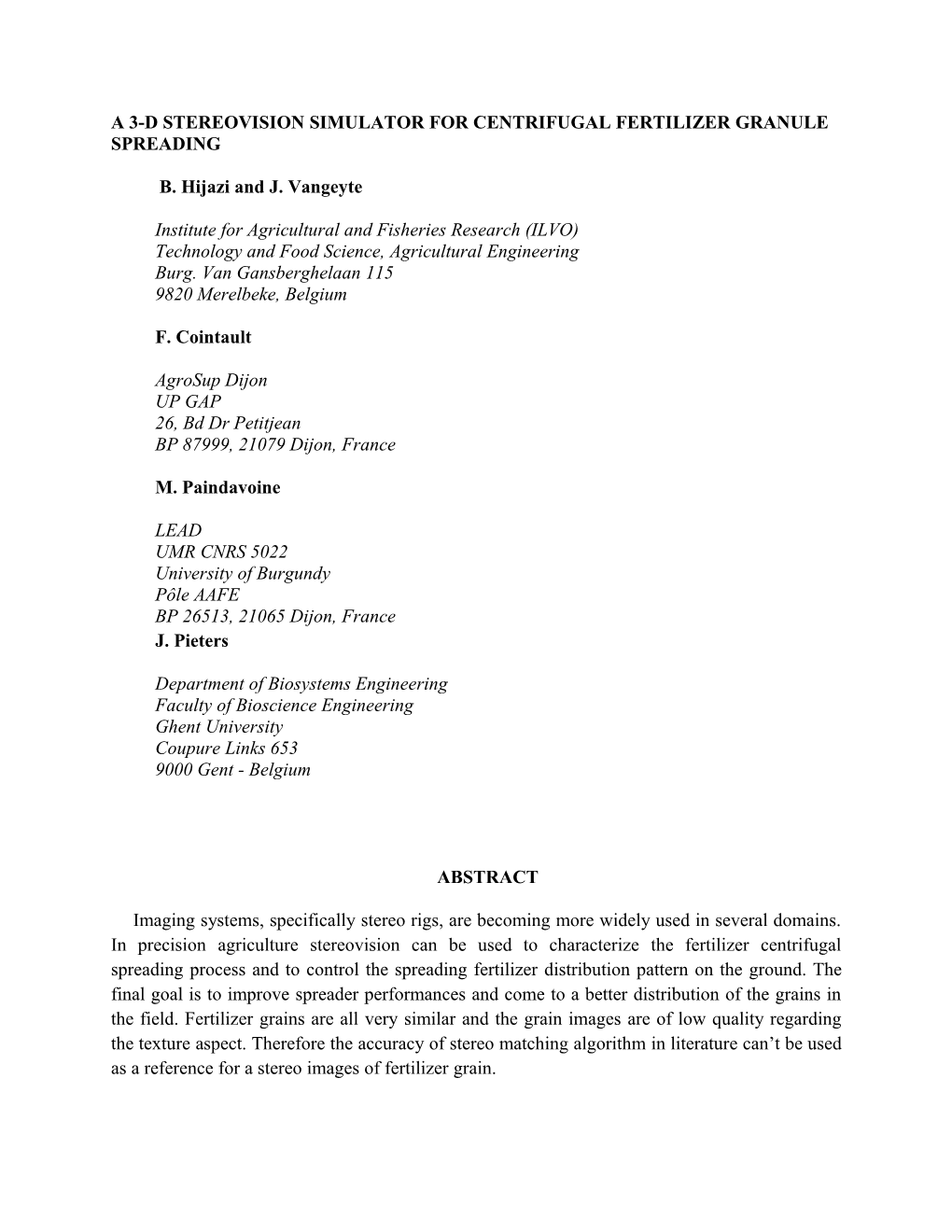 A 3-D Stereovision Simulator for Centrifugal Fertilizer Granule Spreading