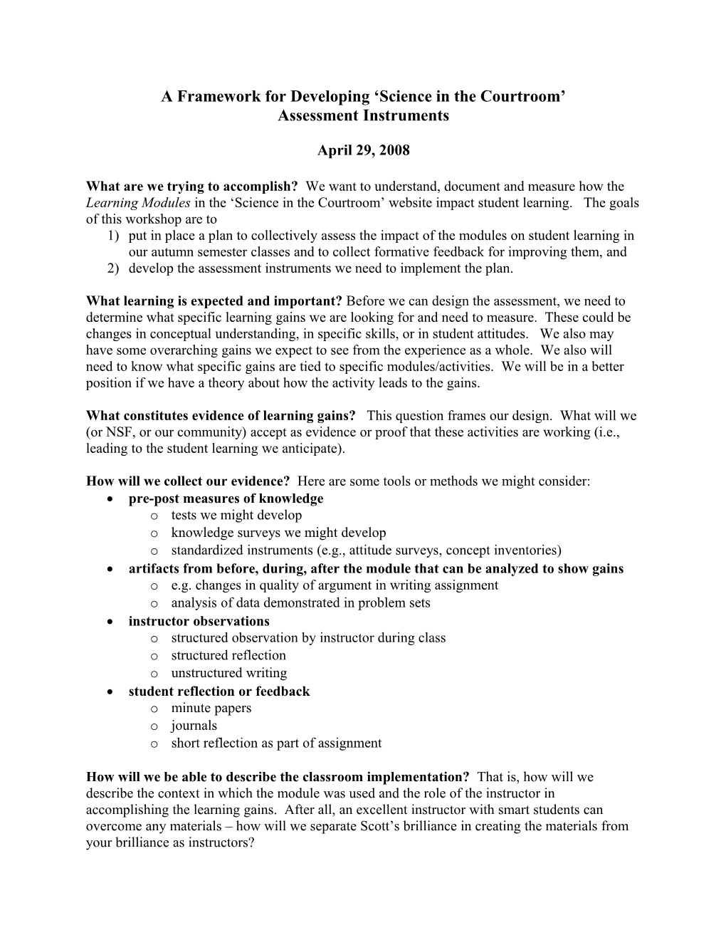 A Framework for Developing Civil Action Assessment Instruments