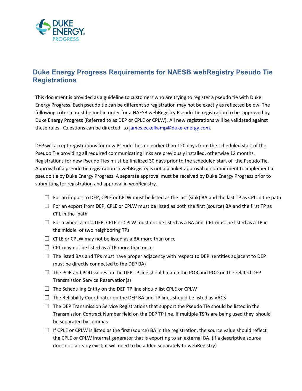 Duke Energyprogress Requirements Fornaesbwebregistrypseudo Tie Registrations