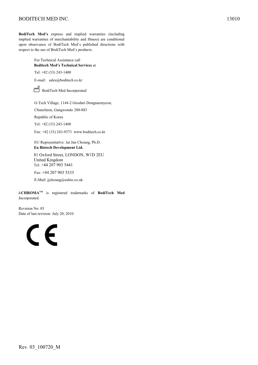 Boditech Med Inc. 13010