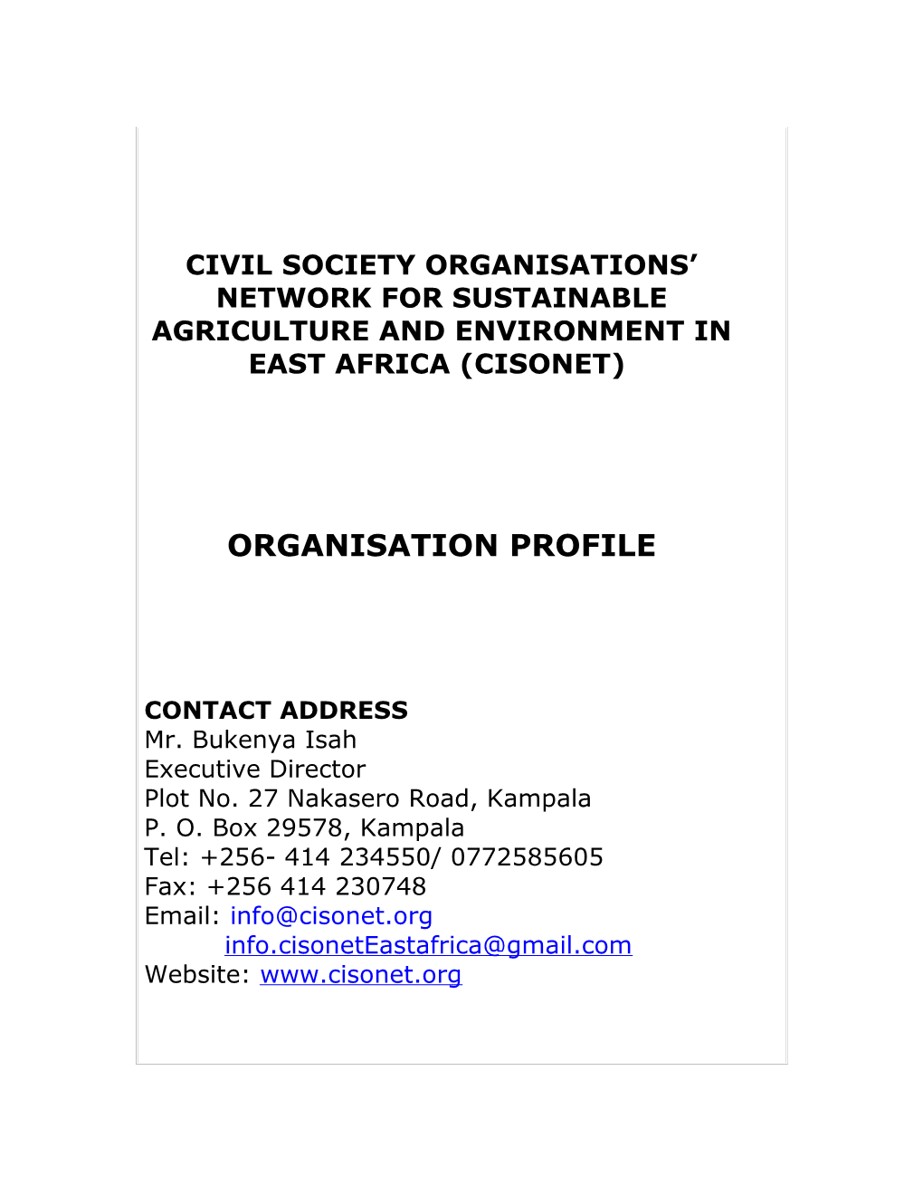 Civil Society Organisations Network for Sustainable Agriculture and Environment in East