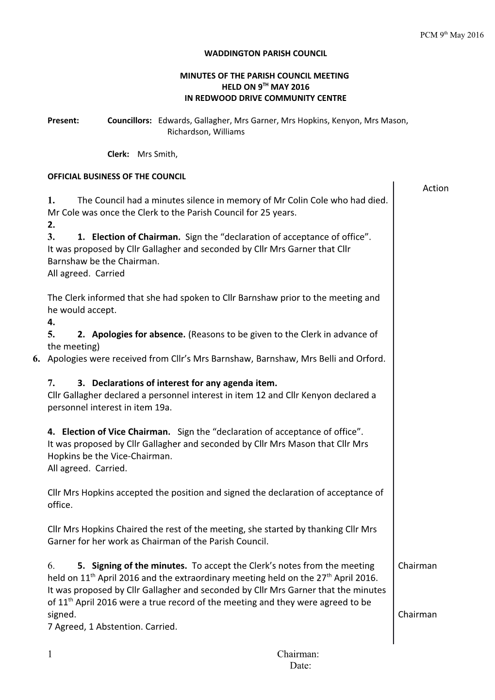 Minutes of the Parish Council Meeting s14