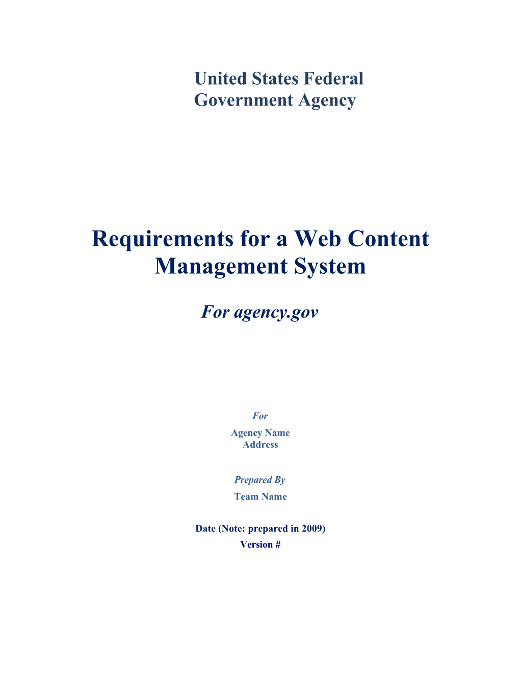 Requirements for a Web Content Management System