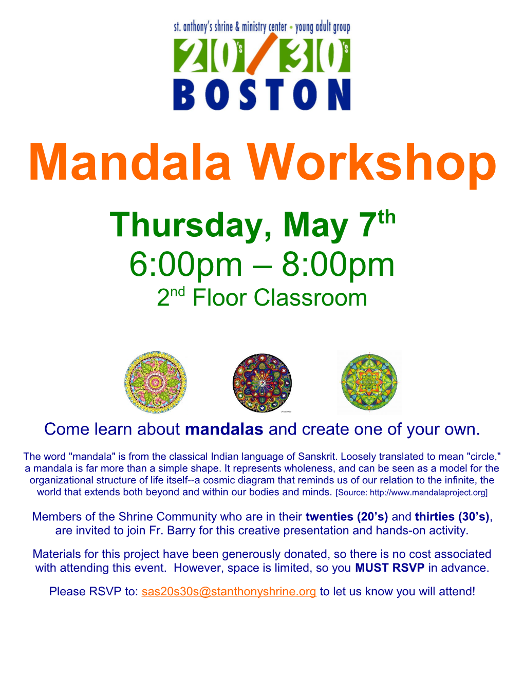 Come Learn About Mandalas and Create One of Your Own