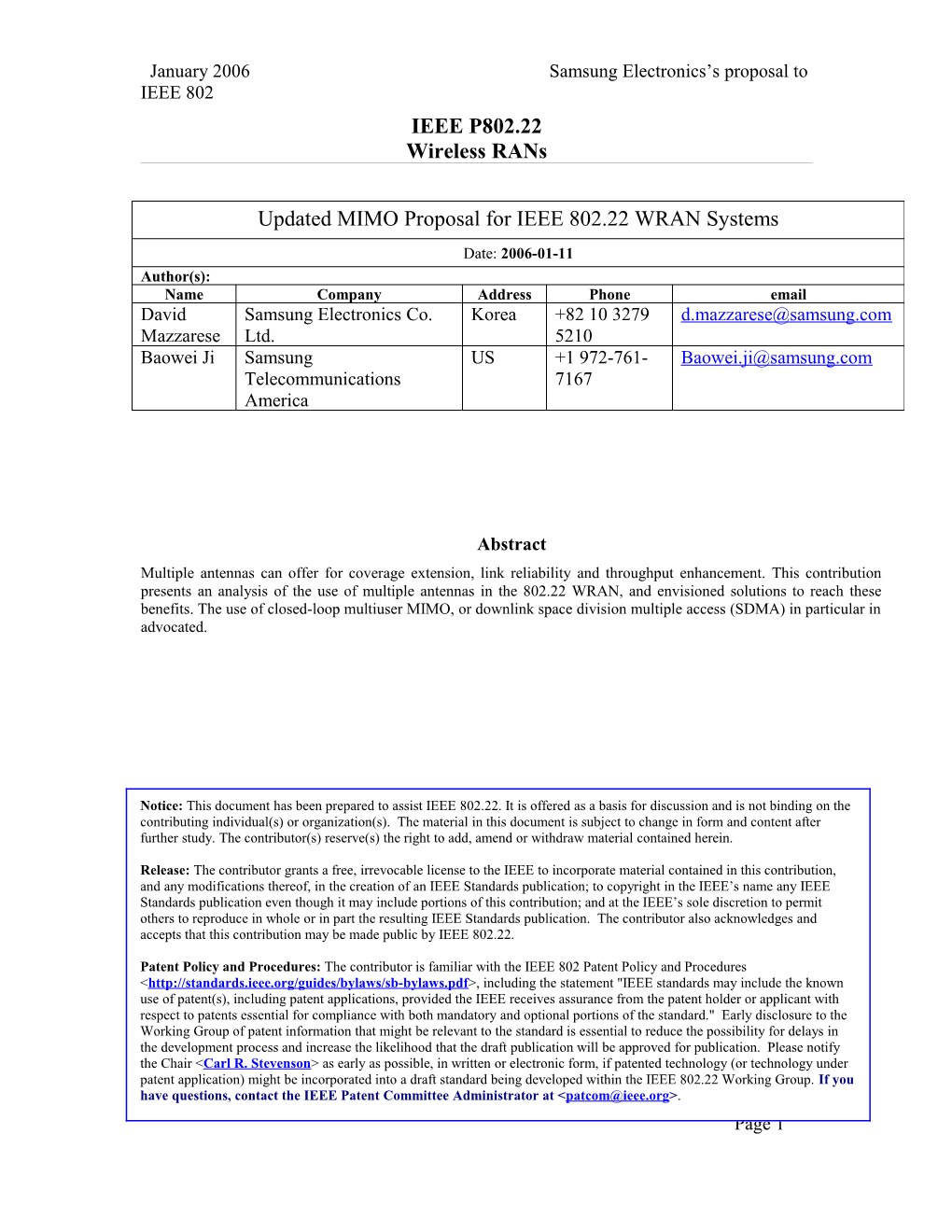 Samsung Electronics’S Proposal To IEEE 802