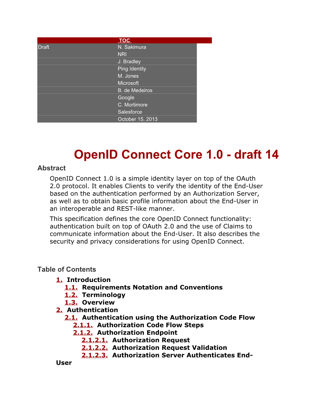 Draft: Openid Connect Core 1.0 - Draft 14