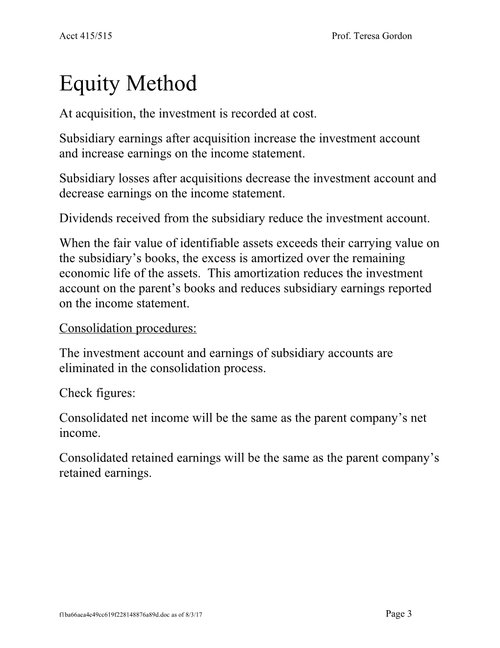 Cost Vs Equity Method