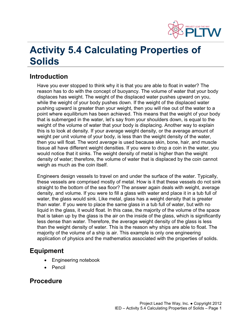 Activity 5.4 Calculating Properties of Solids
