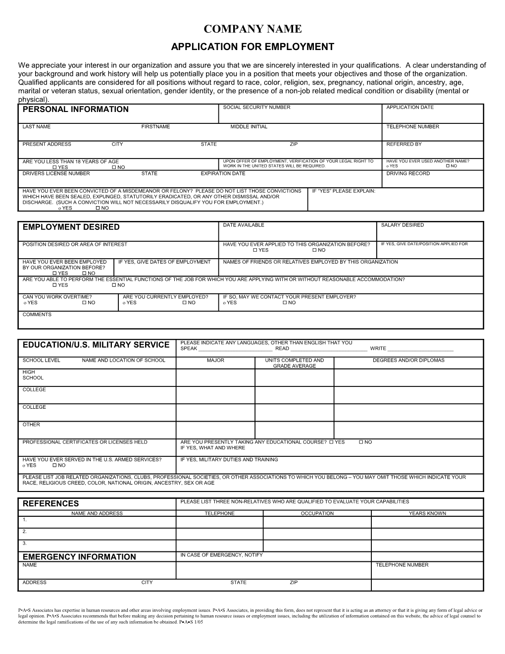 Application for Employment s160