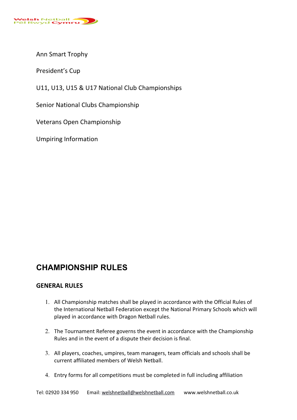General Championship Rules