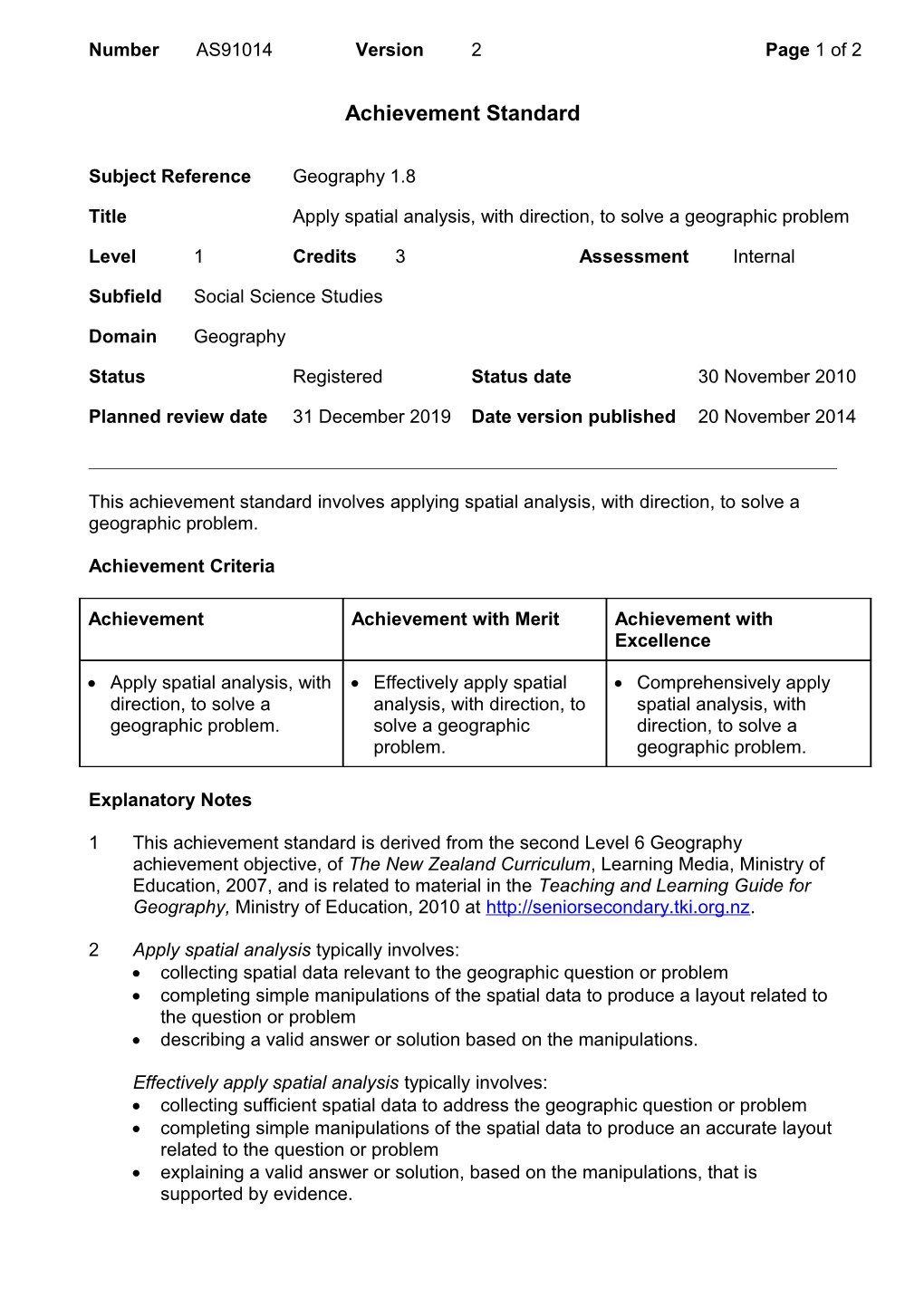 91014 Apply Spatial Analysis, with Direction, to Solve a Geographic Problem