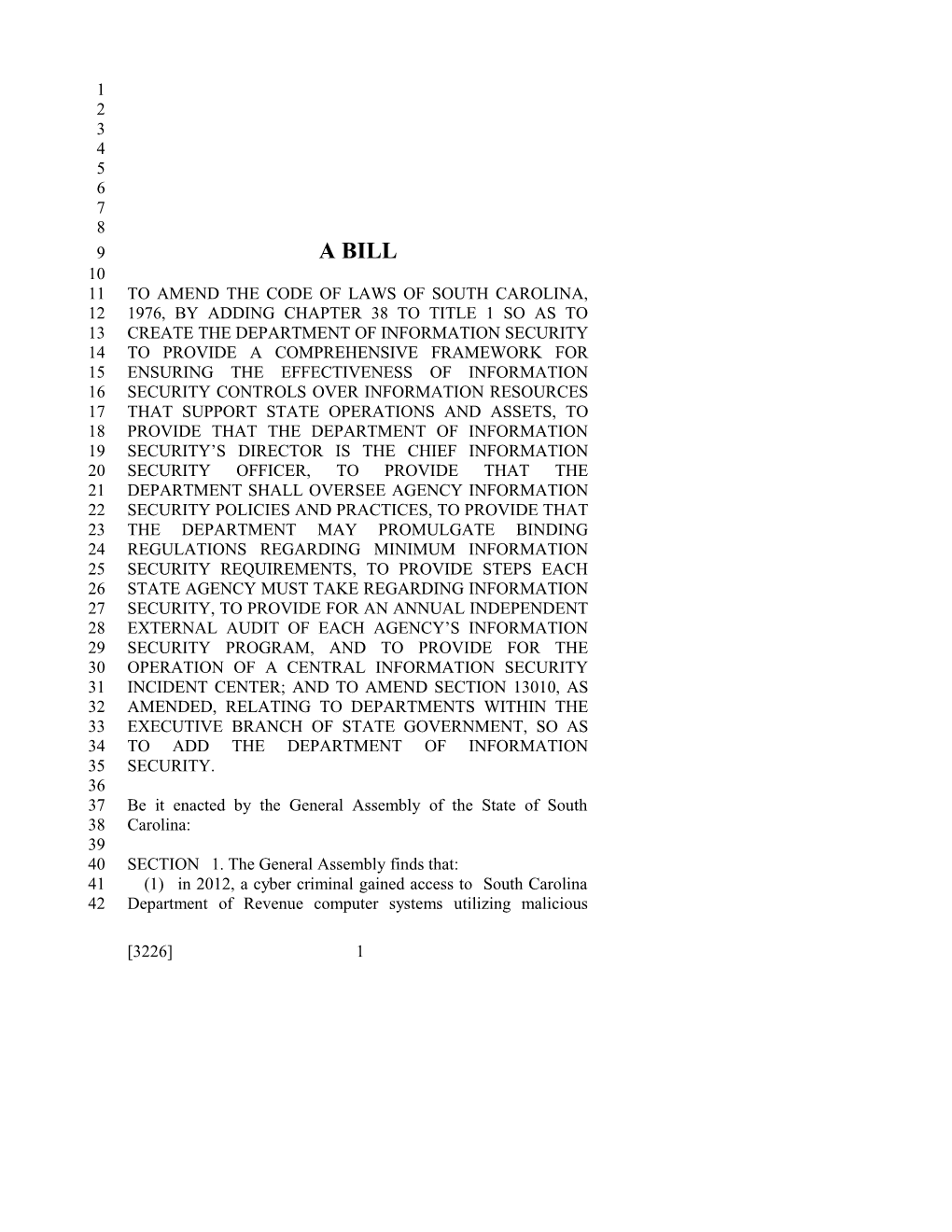 2015-2016 Bill 3226 Text of Previous Version (Dec. 18, 2014) - South Carolina Legislature Online