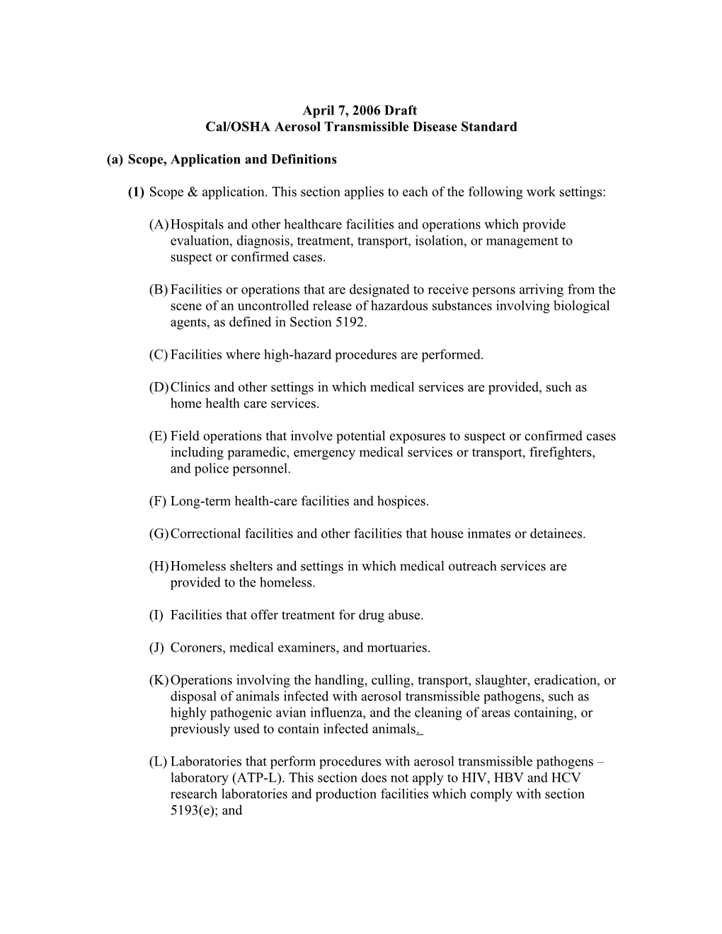 10-31-05 Deeg’S Draft Re Airborne Infectious Diseases