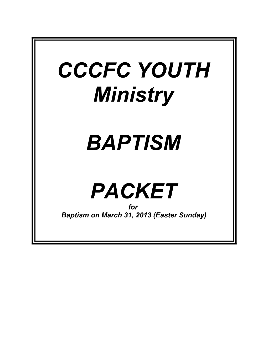 Baptism Info Packet