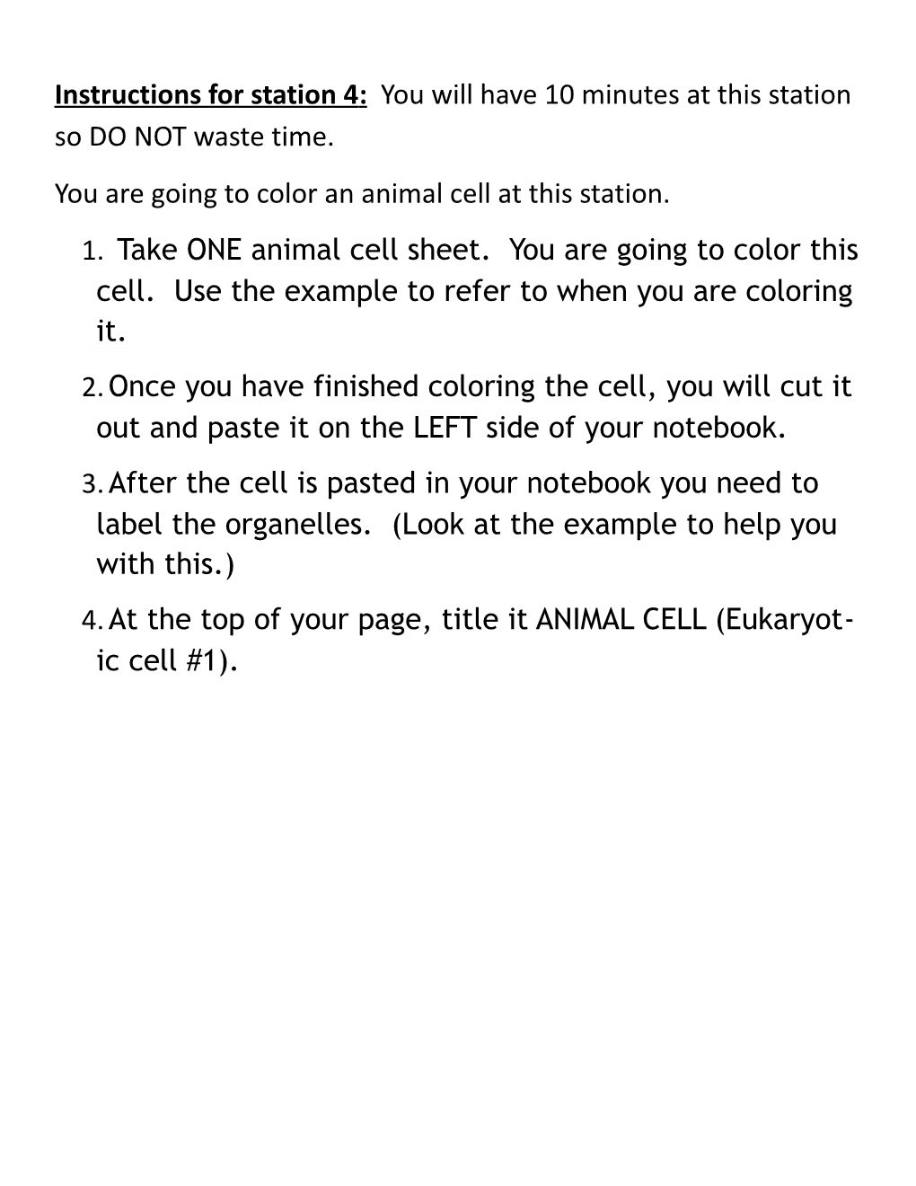 You Are Going to Color an Animal Cell at This Station