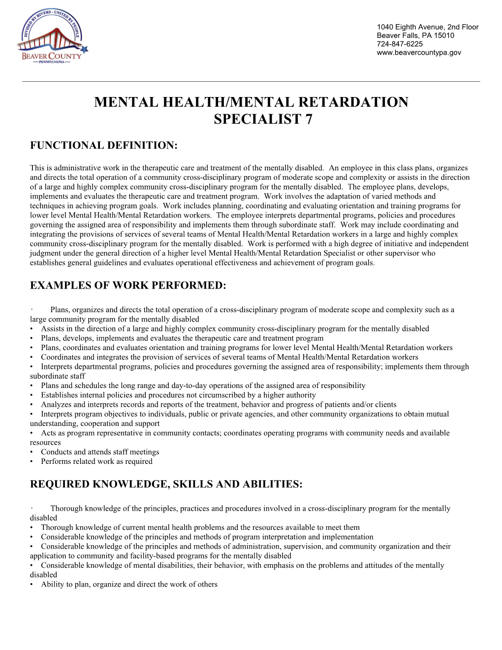 Mental Health/Mental Retardationspecialist 7