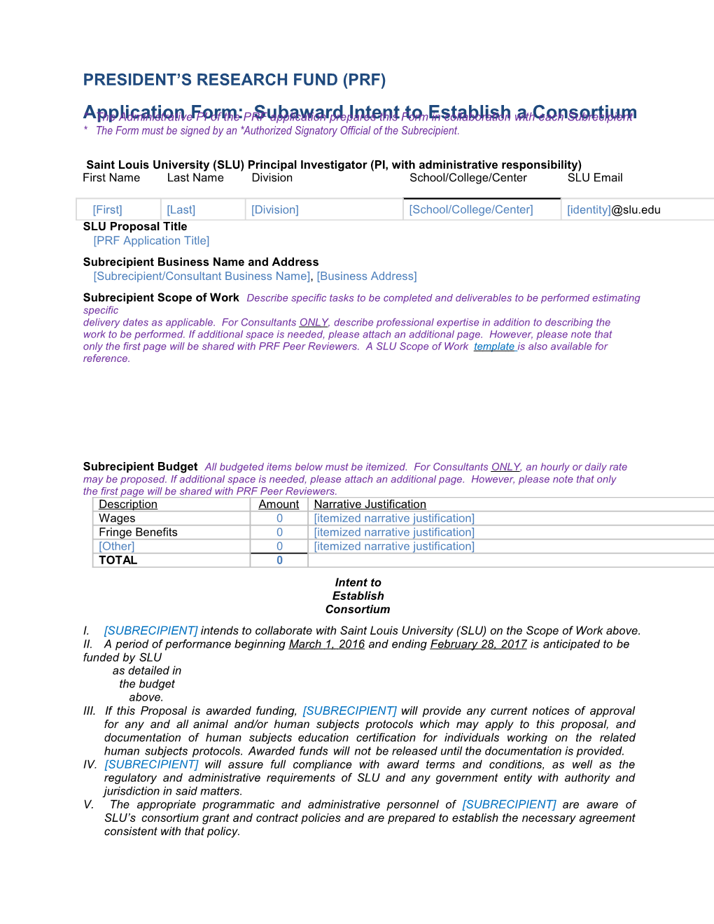 Applicationform:Subawardintenttoestablishaconsortium