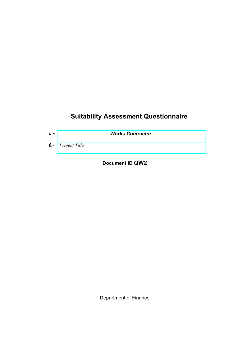 Suitability Assessment Questionnaire