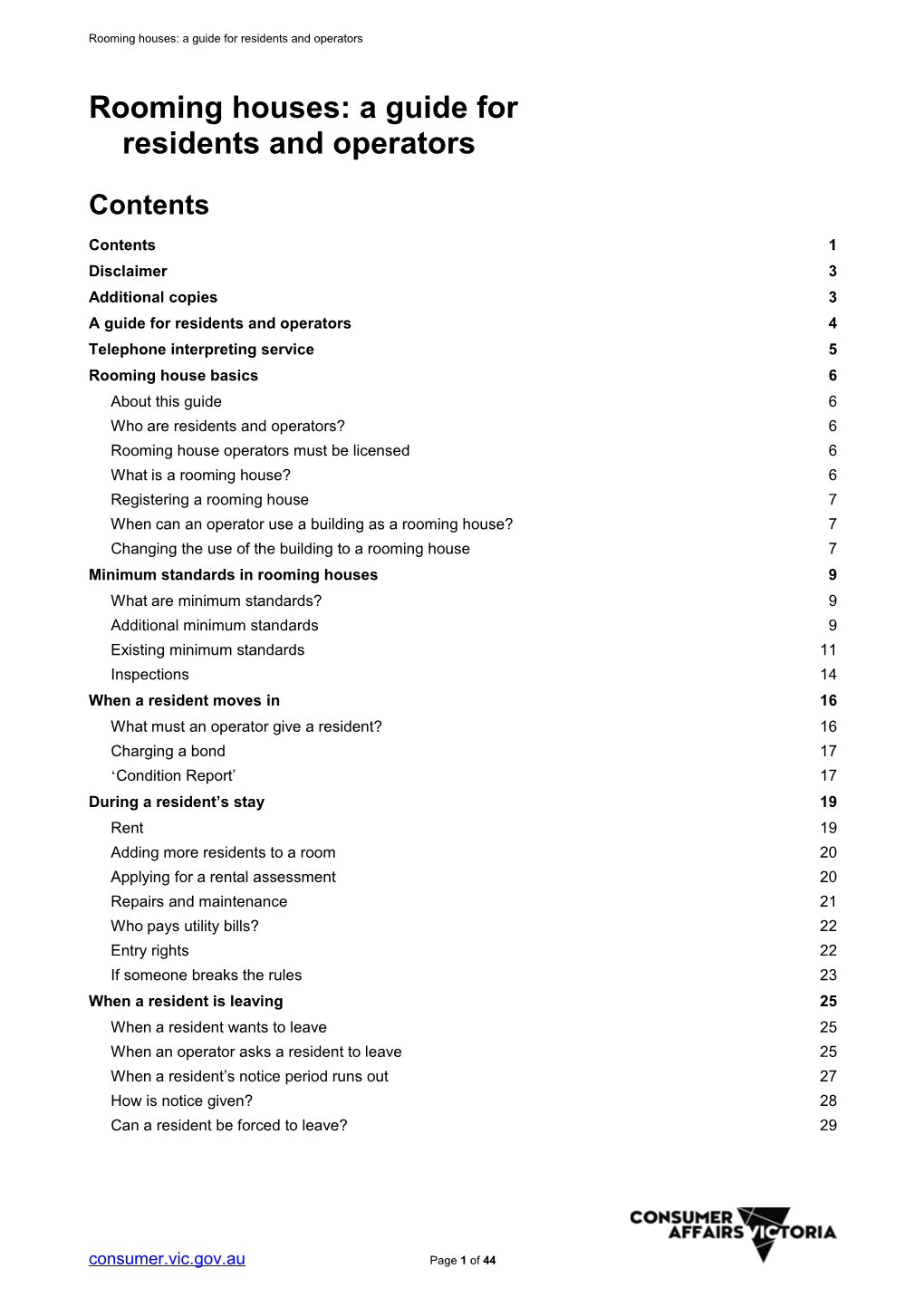 Rooming Houses A Guide For Residents And Operators Word