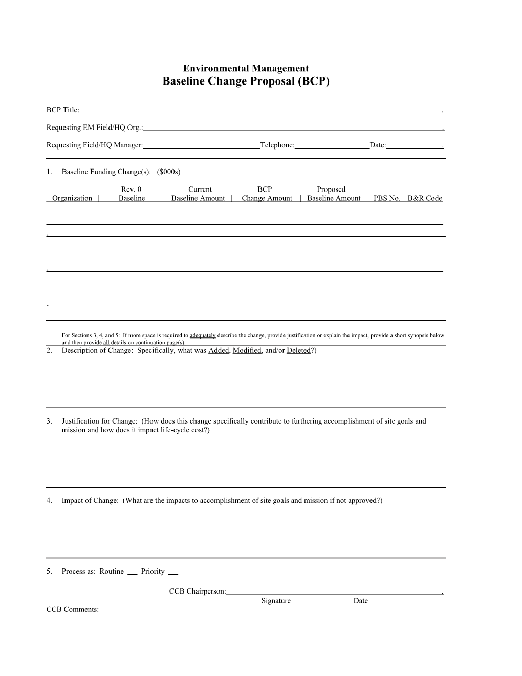 EM-1 Approved WIPP Baseline Shipping Schedule Change Proposal Instructions