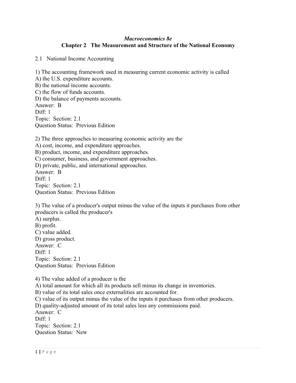 Chapter 2 the Measurement and Structure of the National Economy