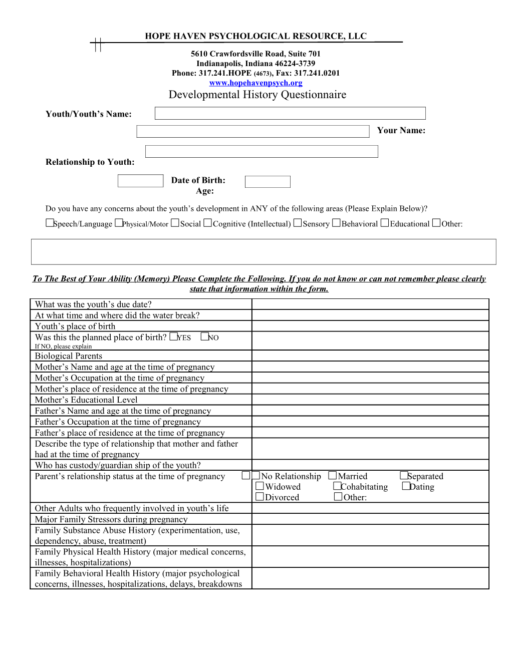 Child Hearsay Evaluation Statement