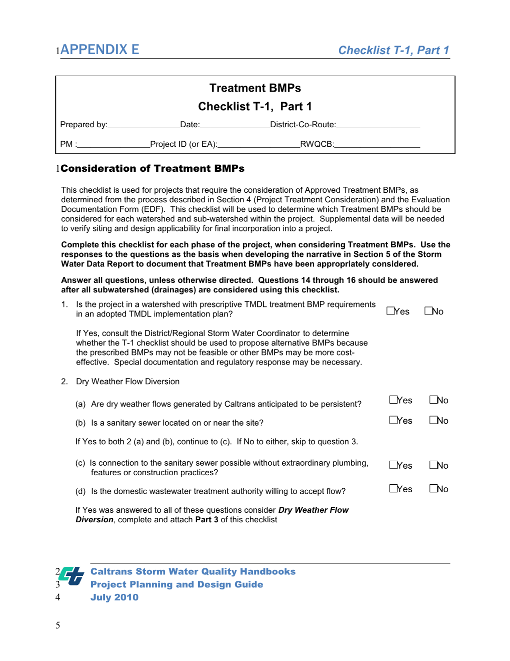 Consideration of Treatment Bmps