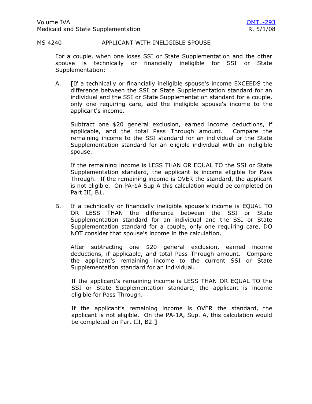 Medicaid and State Supplementation R. 5/1/08