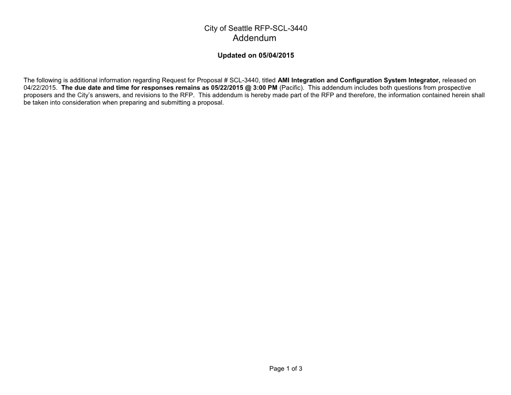 City of Seattle RFP-SCL-3440