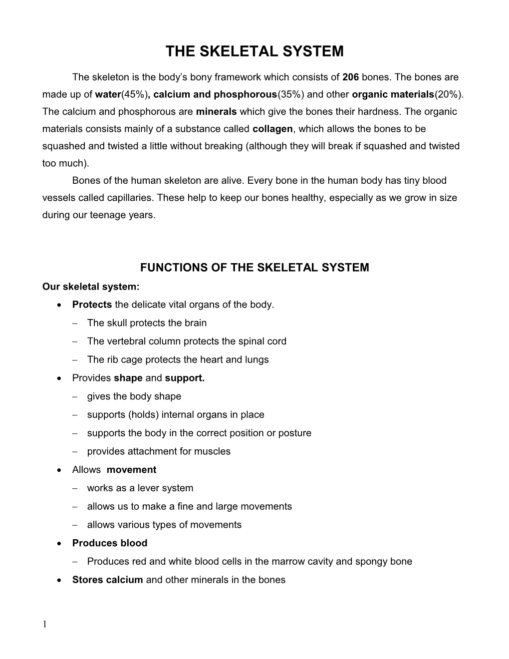 The Skeletal System s1