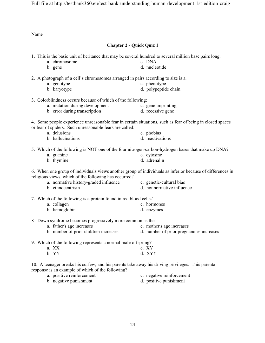 Chapter 2 - Essentials of Human Development