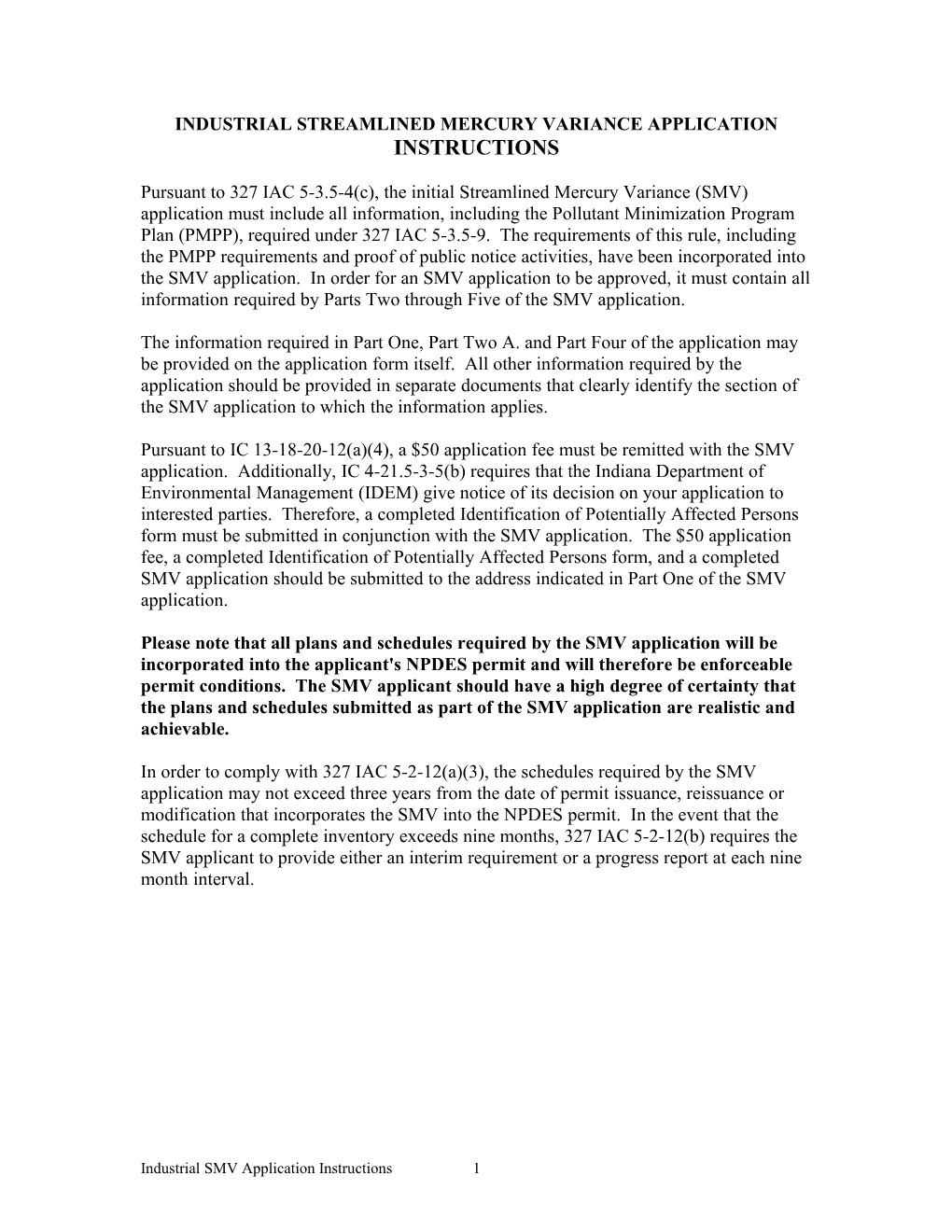 Industrial Streamlined Mercury Variance Application Instructions