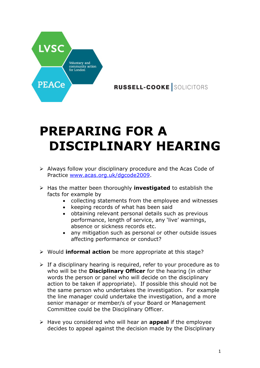 Preparing For A Disciplinary Hearing