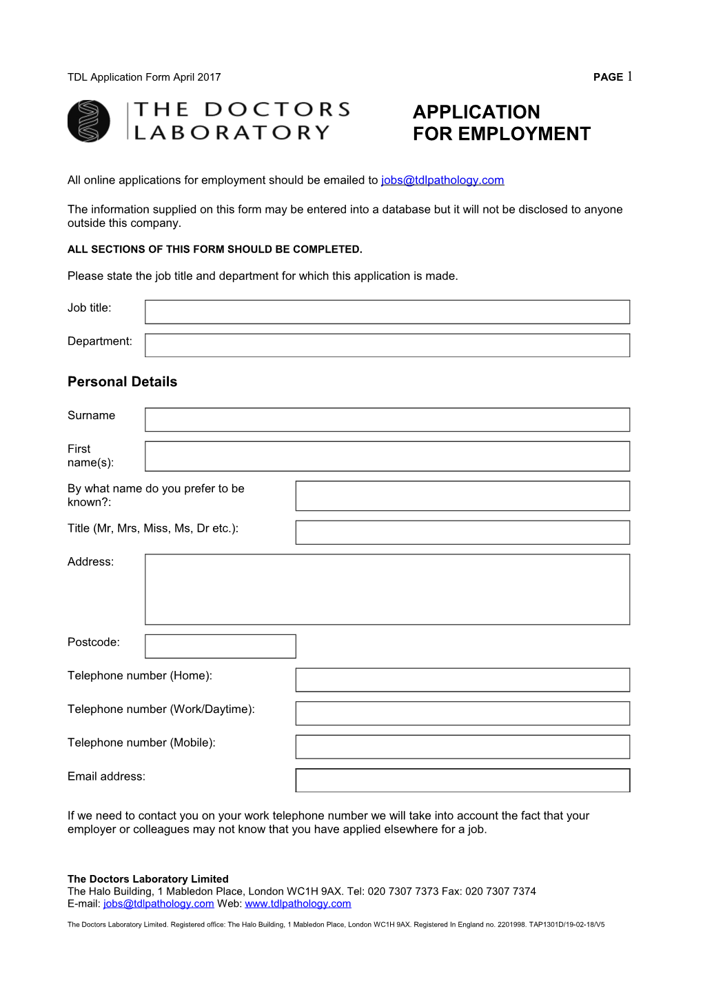 Application for Employment Form s5