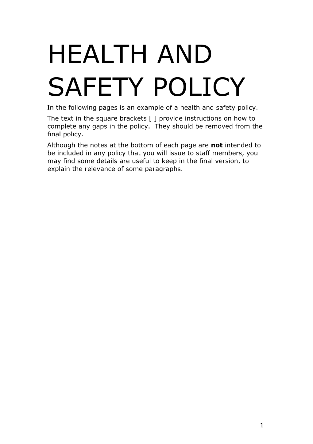 Sample Health and Safety Policy
