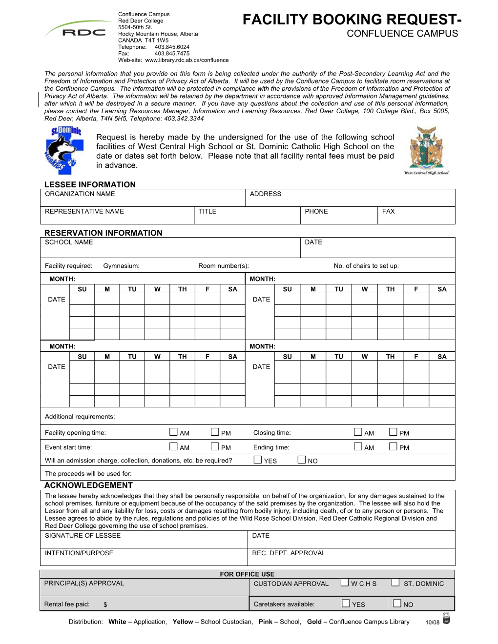 Facility Booking Request - Confluence Campus