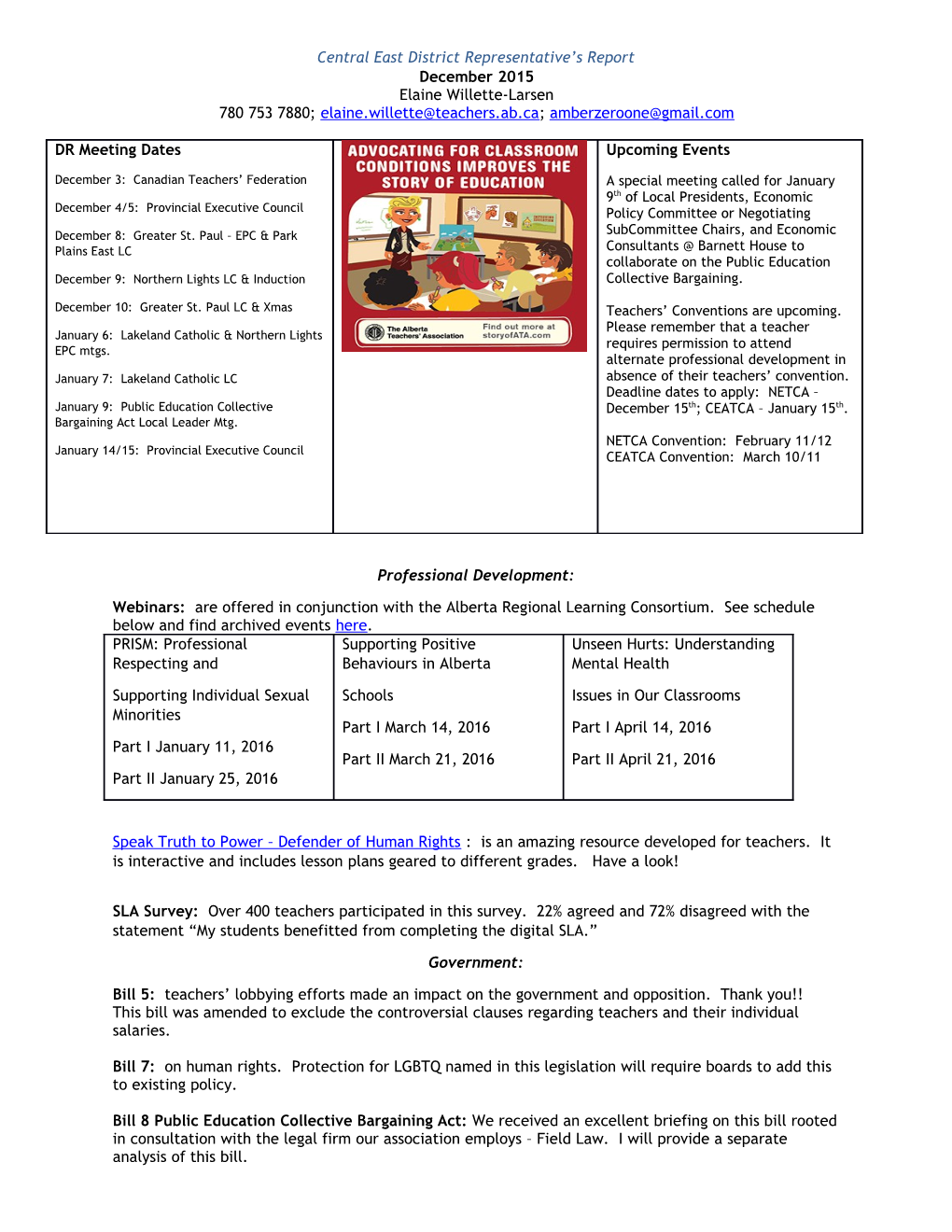 Central East District Representative S Report