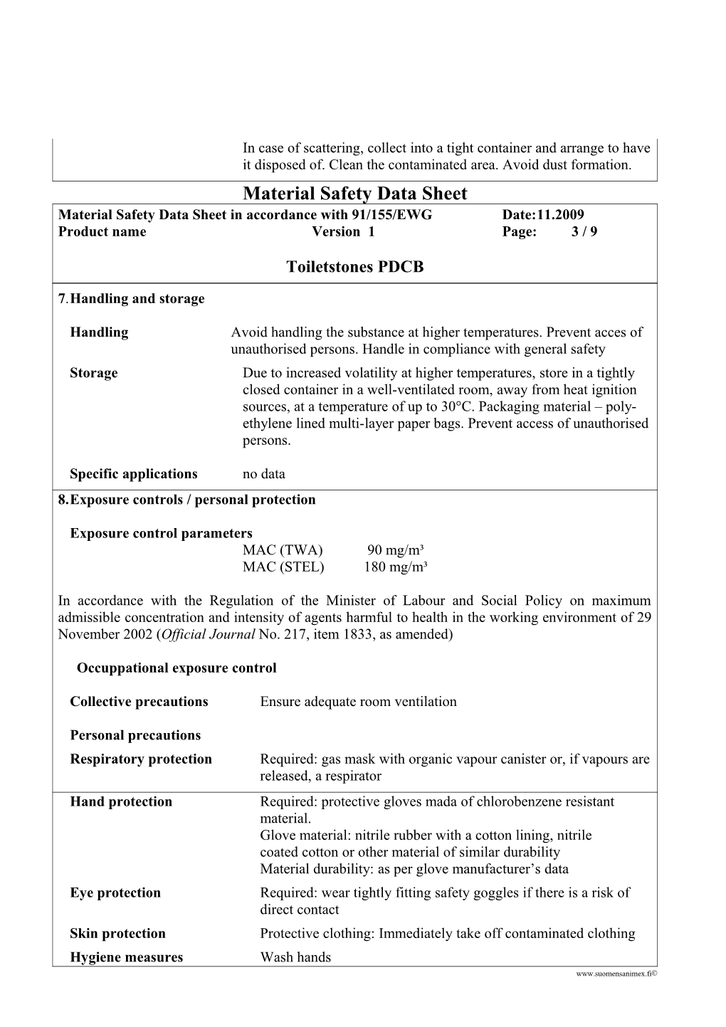 Material Safety Data Sheet s117