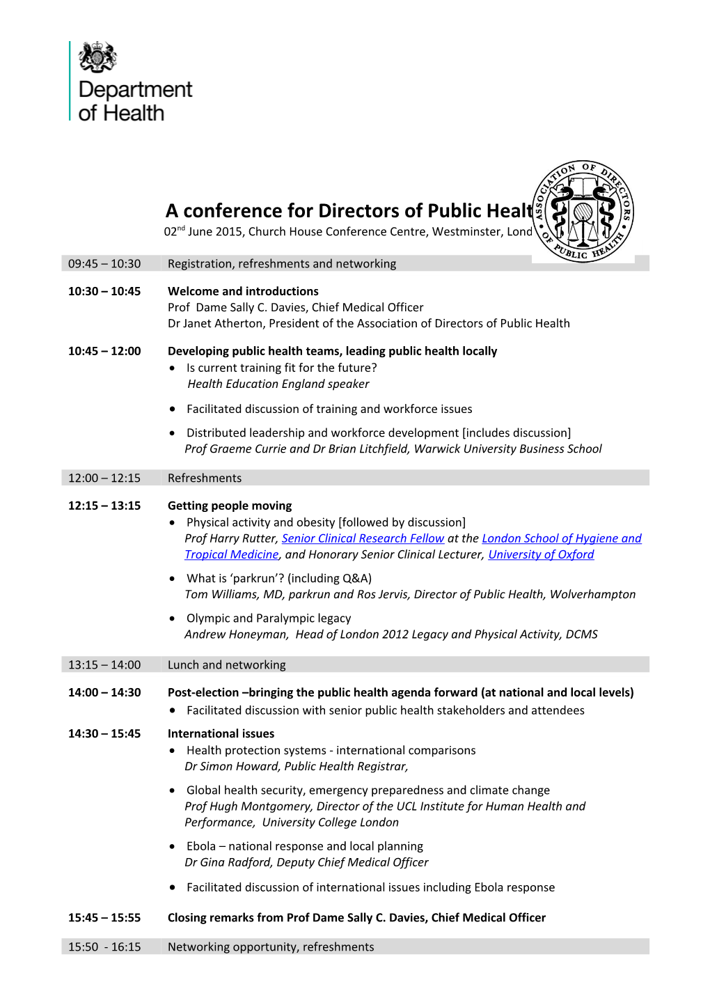 A Conference for Directors of Public Health