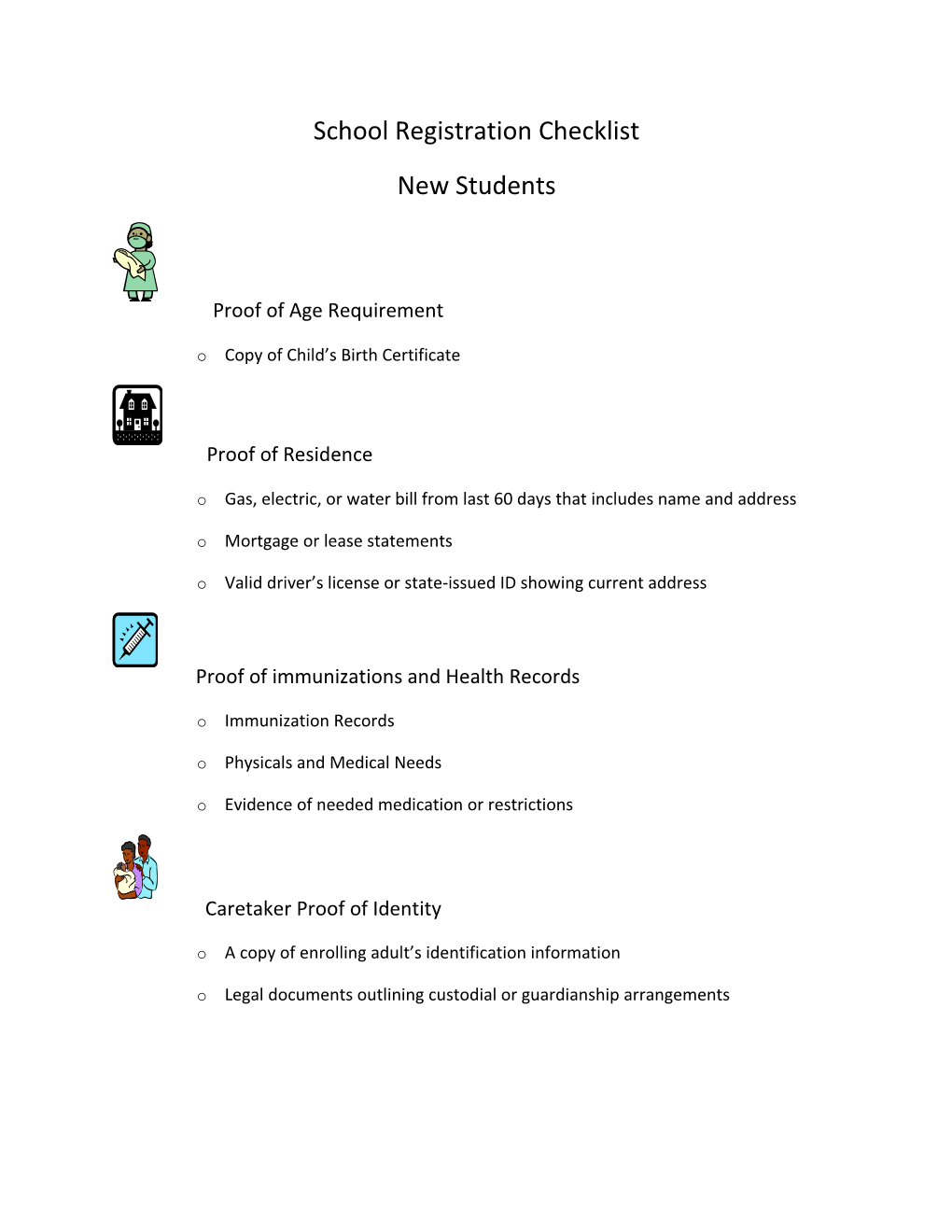 School Registration Checklist