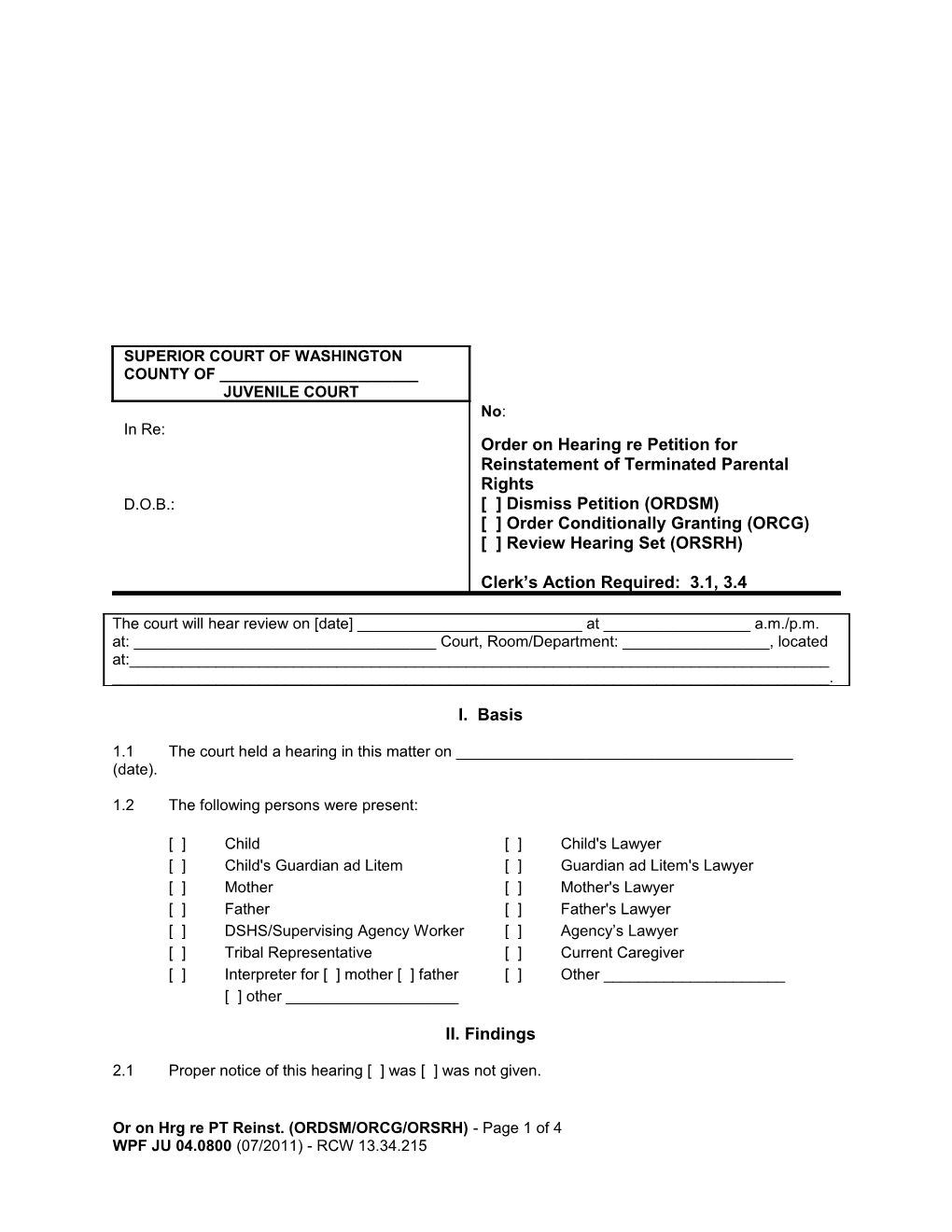 1.1 the Court Held a Hearing in This Matter on ______(Date)