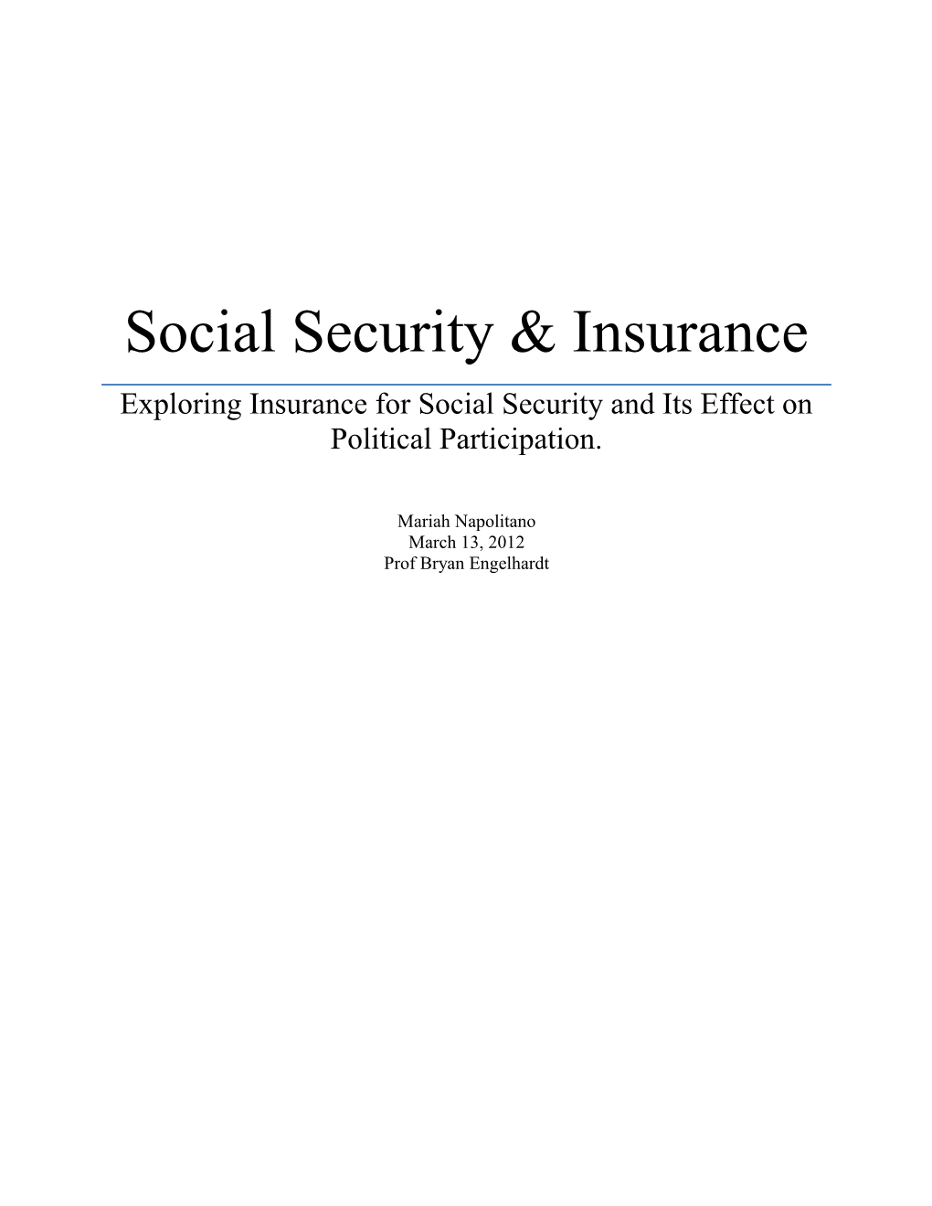 Social Security & Insurance