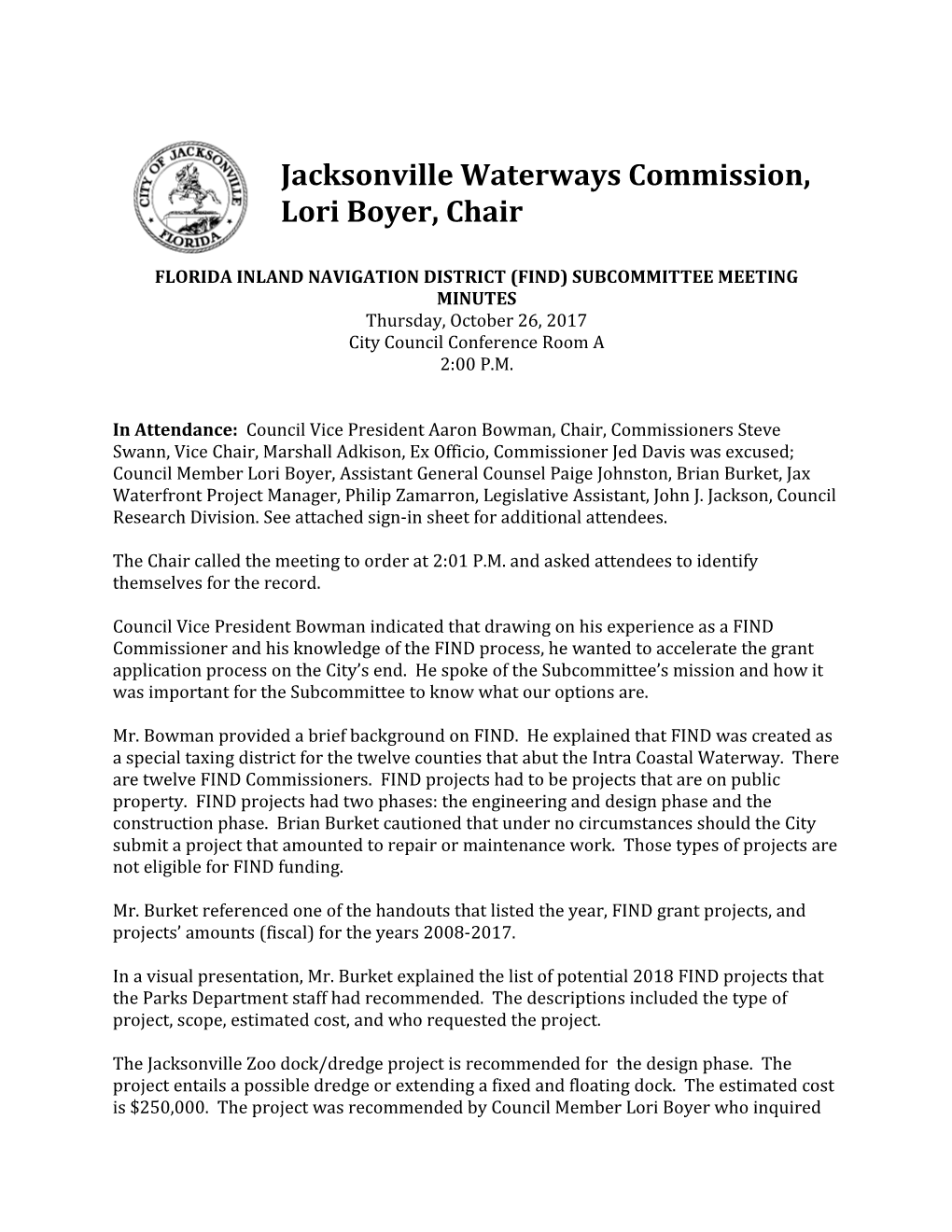 Jacksonville Waterways Commission, Lori Boyer, Chair