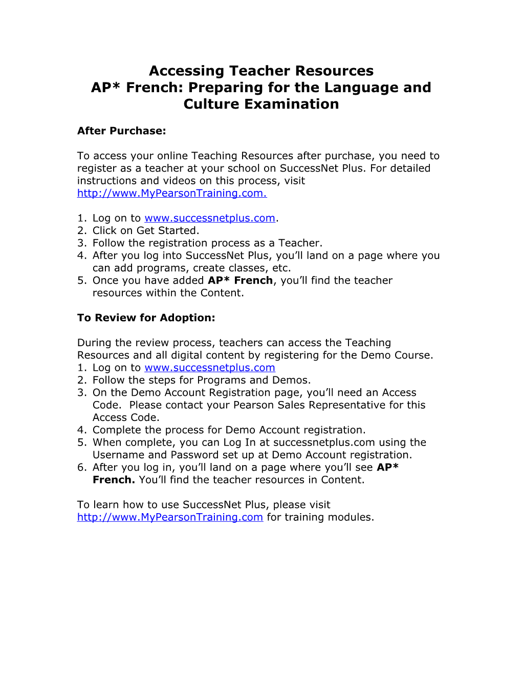 Accessing the Teacher Resources After Purchase: AP French