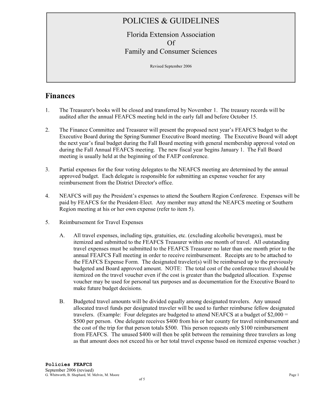 5.Reimbursement for Travel Expenses