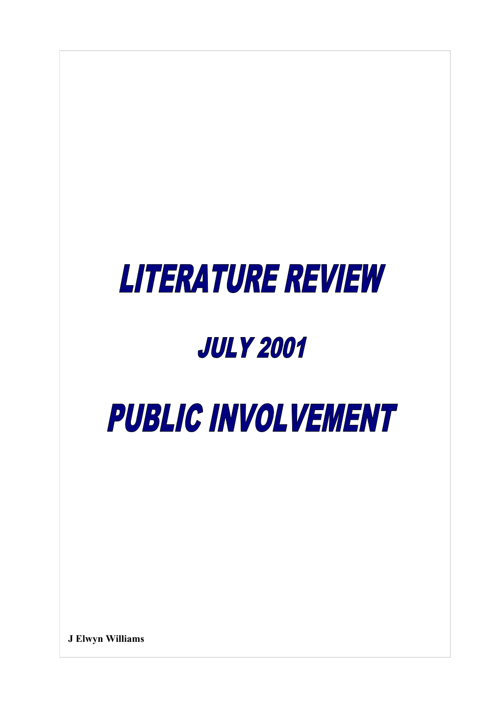 Literature Review - Public Involvement