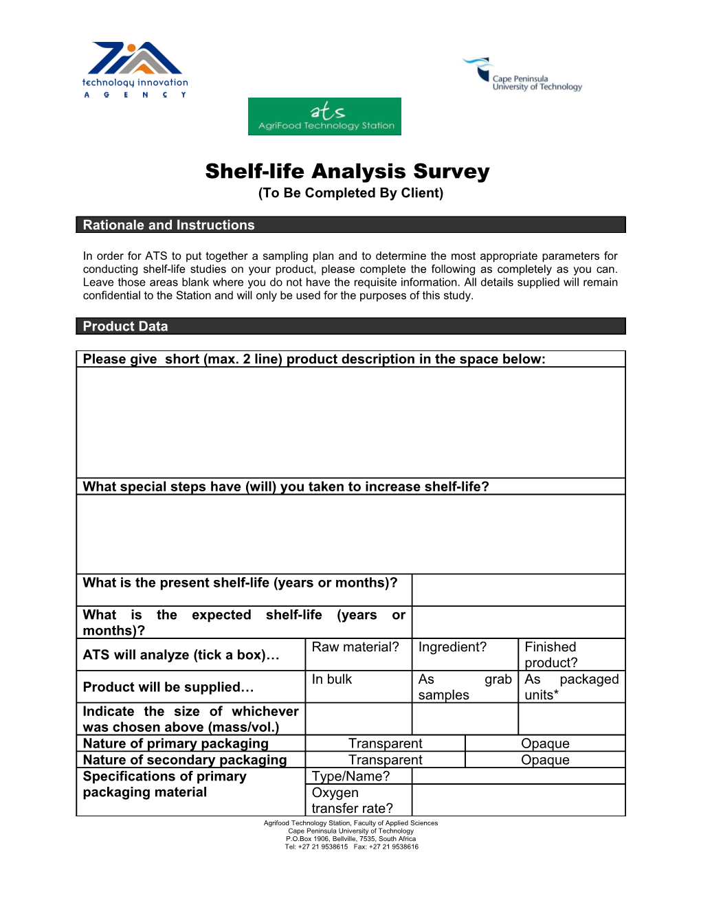 Shelf-Life Analysis Survey
