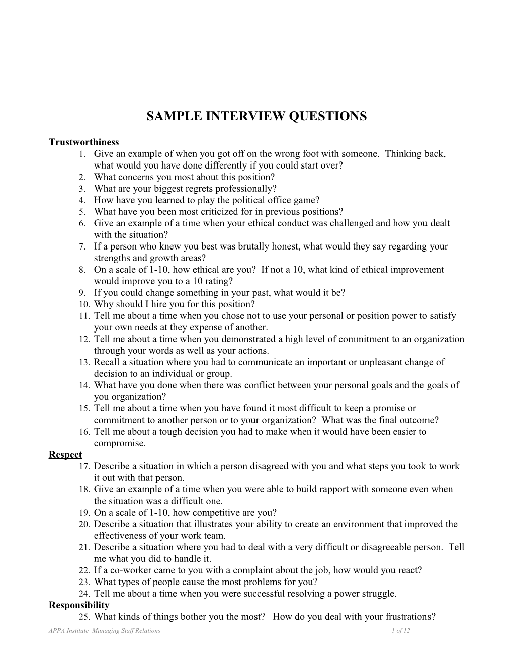 Sample Interview Questions s3