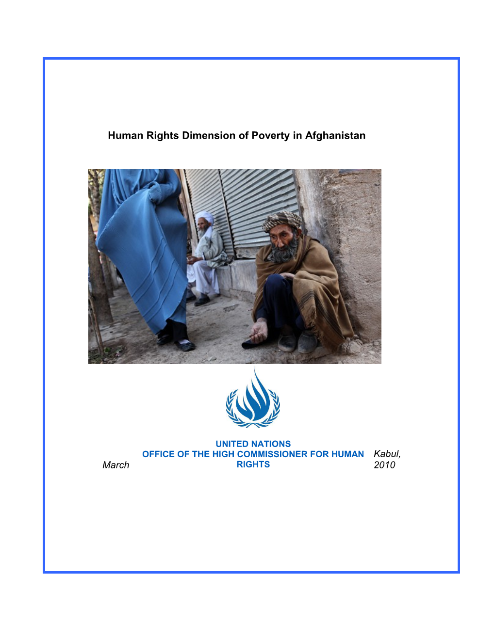 Human Rights Dimension of Poverty in Afghanistan