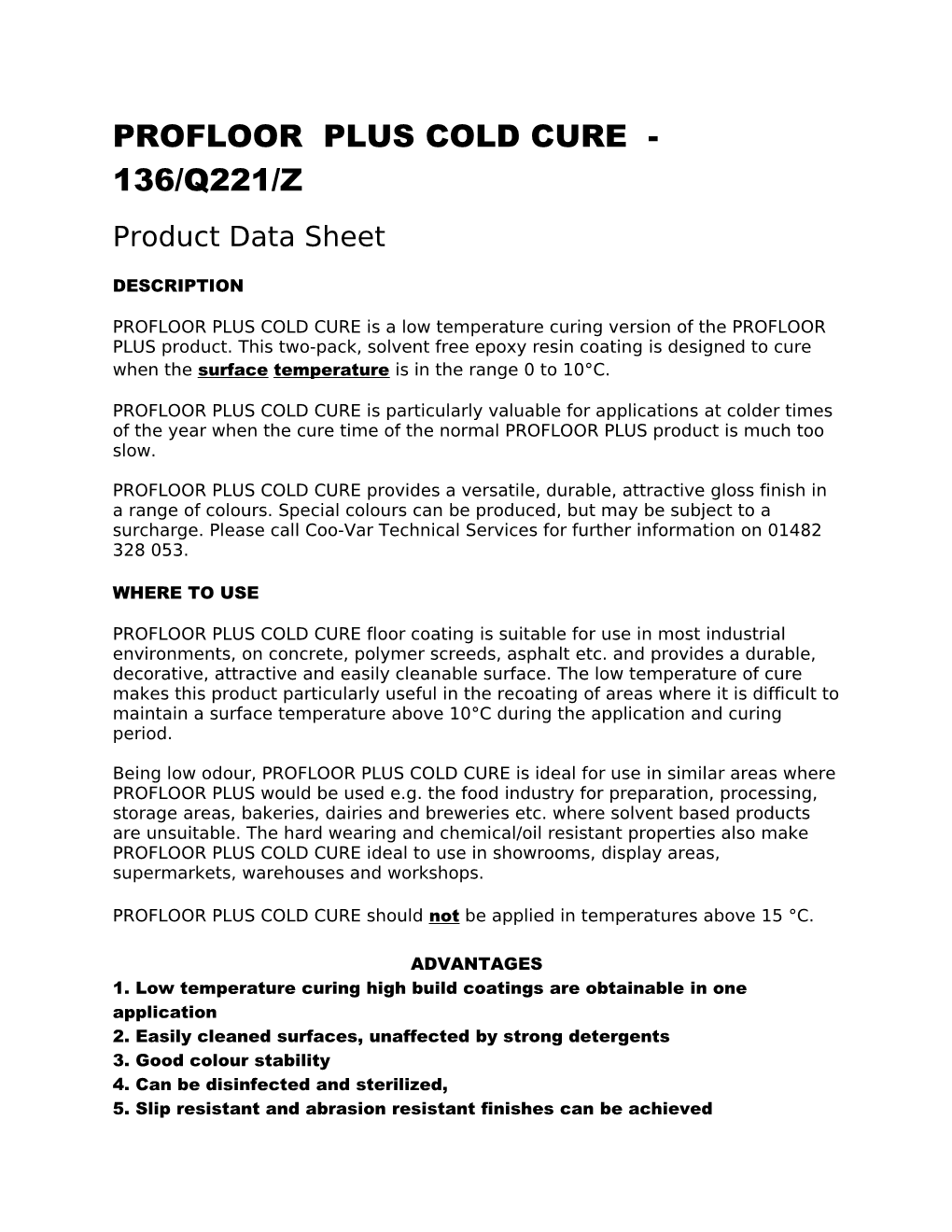 Profloor Plus Cold Cure - 136/Q221/Z